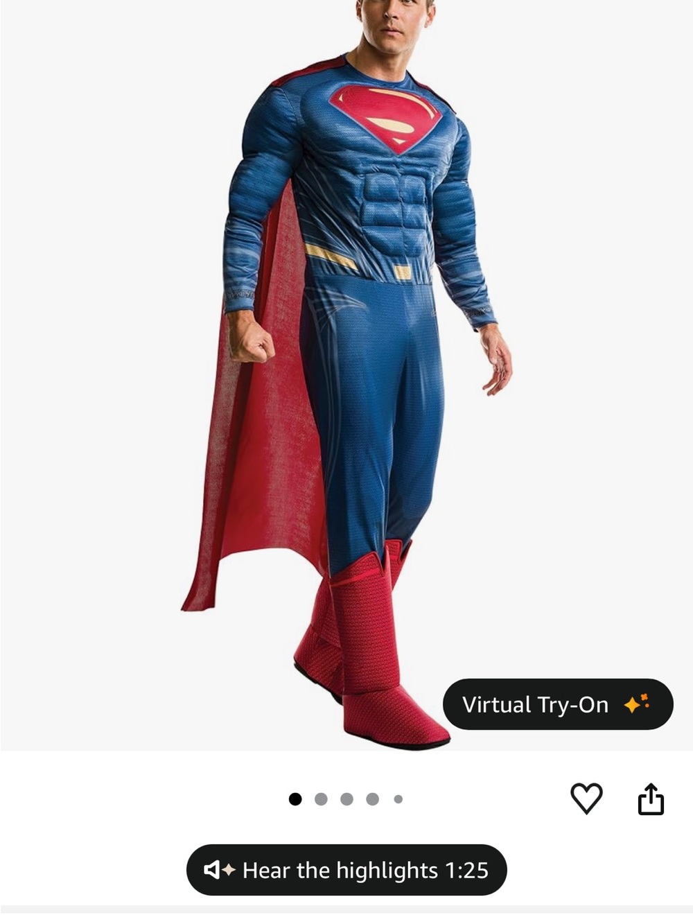 Men’s Superman Muscle Chest Costume - Blue & Red